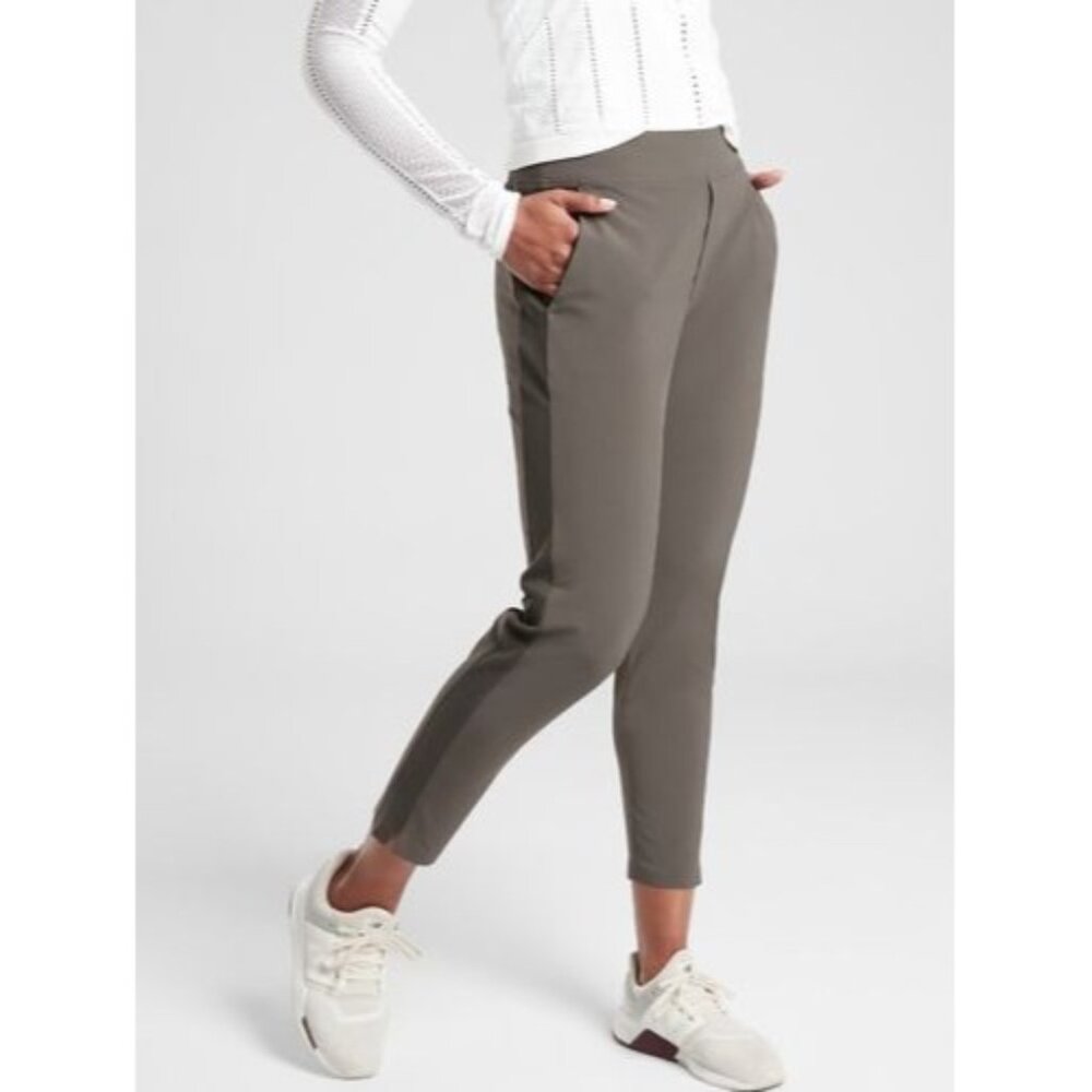 Athleta Brooklyn Ankle Pant Olive Green Elastic Waistband Womens Size 24 NEW - Picture 2 of 10